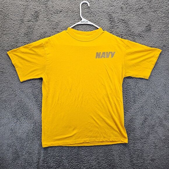 US Navy T-Shirt Mens Size Medium Yellow Short Sleeve‎ Crewneck - Picture 1 of 7